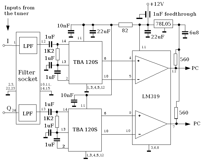 Schematic of a TBA120 based IF amplifier