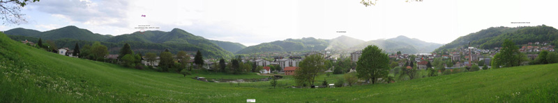 Planing new repeater site - wide angle panoramic view on town Sevnica  /  photo by S56CT