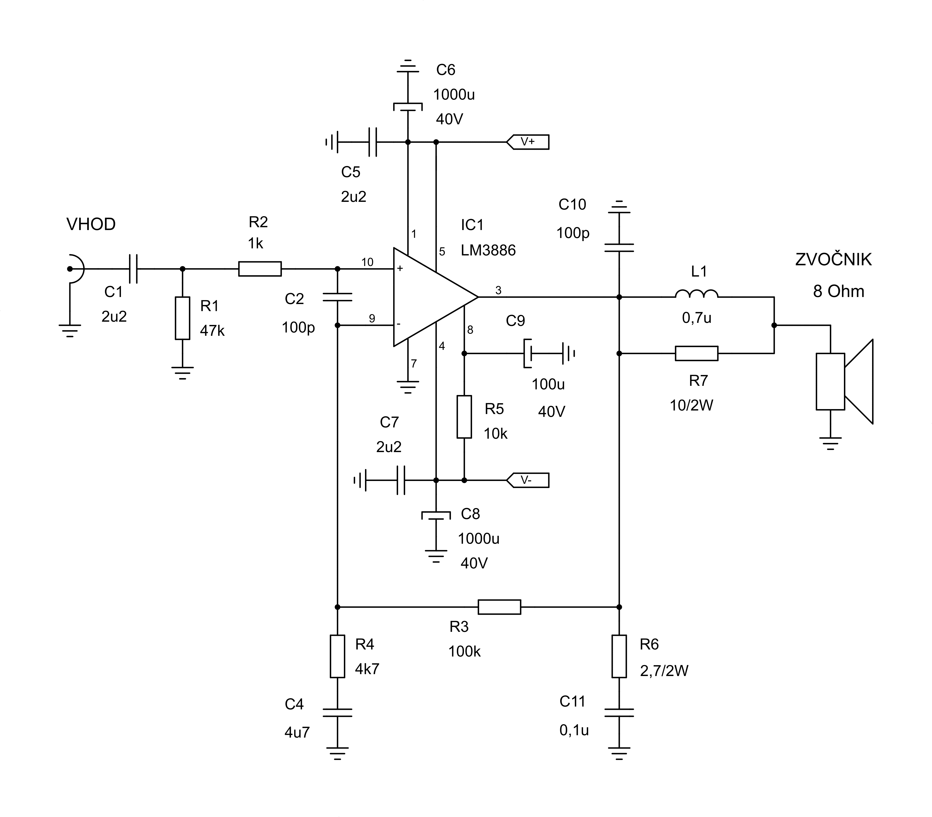 Схема усилителя lm3886tf