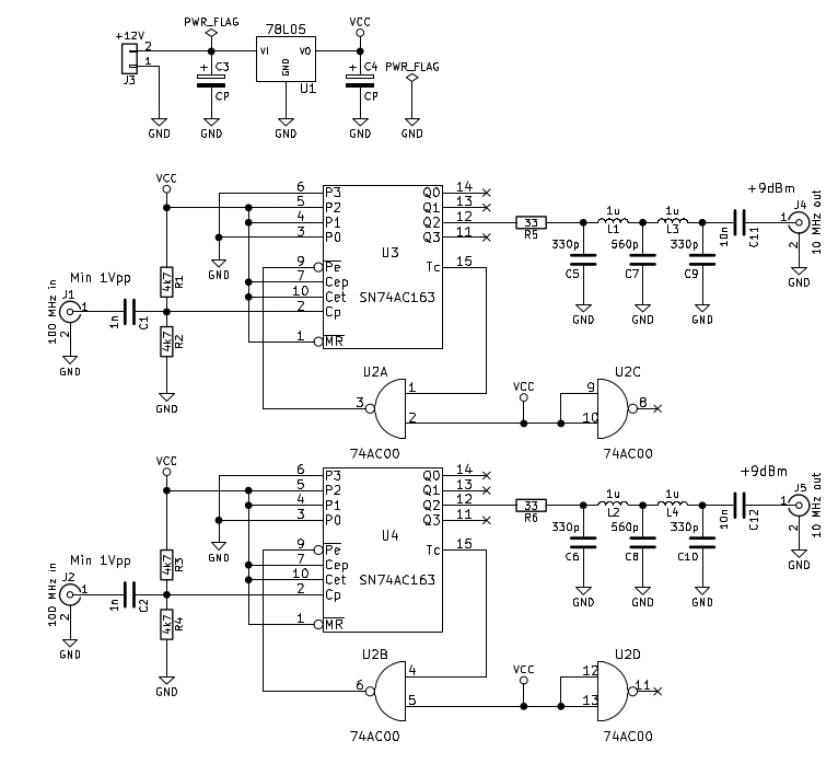 Schematic diagram of the frequency divider