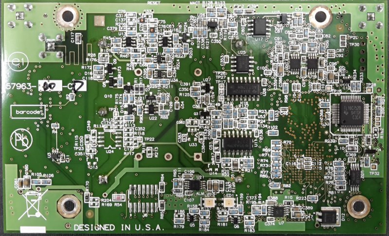 Bottom of the Trimble GPSDO PCB