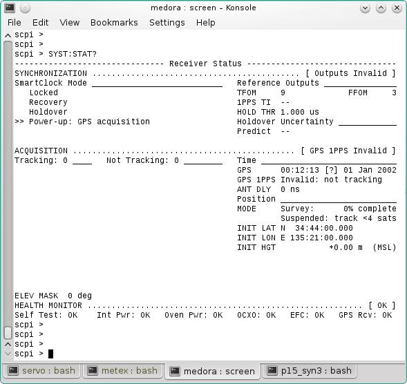 A screenshot of the Z3805 status page