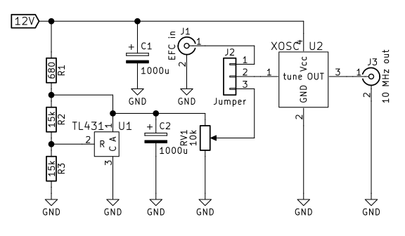 Schematic of the OCXO test board