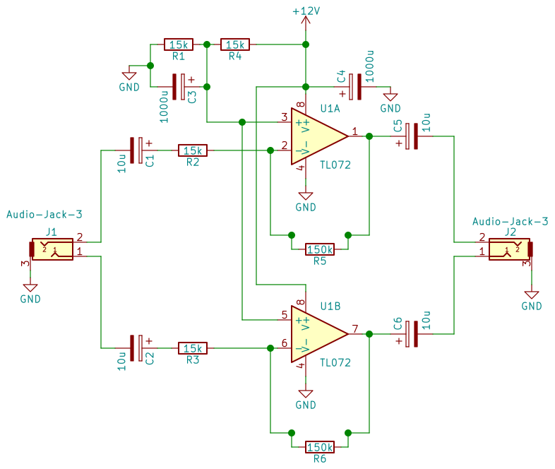 Dual channel audio preamplifier