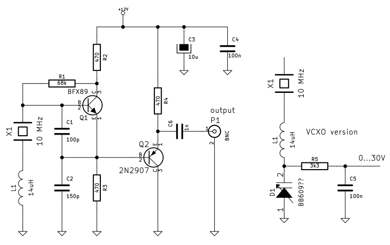 Schematic of an 9.99MHz oscillator
