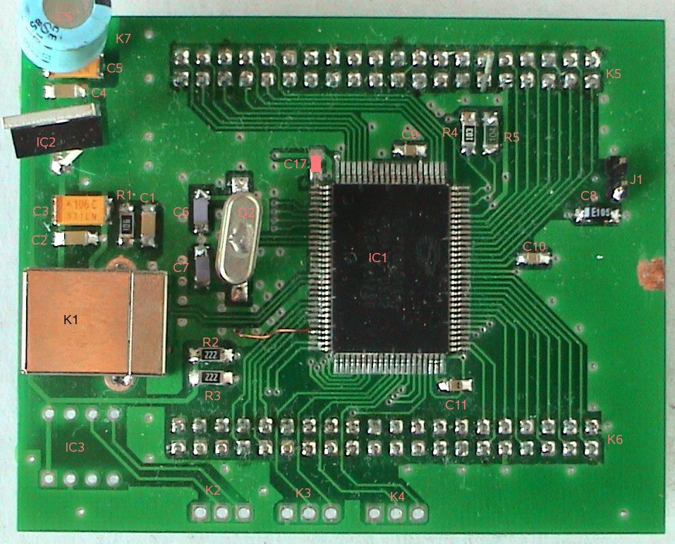 Assembled UUUSB board, top side photo